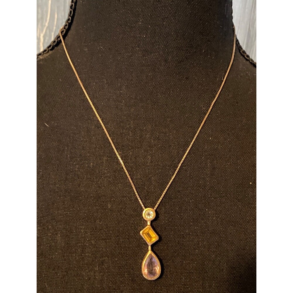 Silver 925 necklace with 3 Gem stones